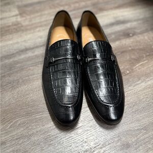 Stacy Adams Men’s Black Crocodile Pattern Loafers